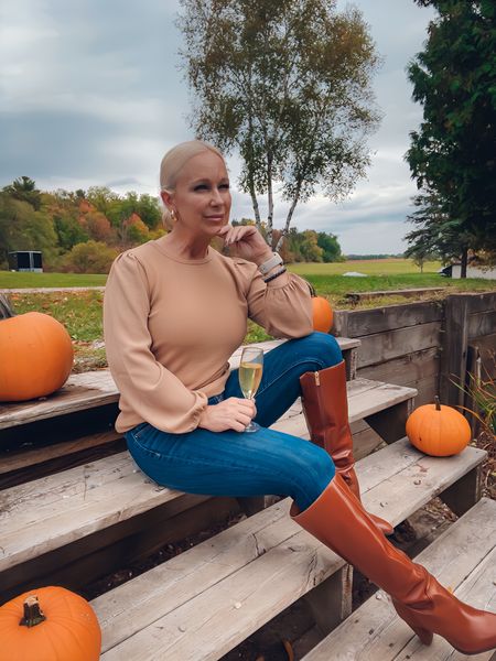👢WIDE CALF BOOTS! I have “ballet calves” so most boots are too tight in that area. These tall boots are wider in the calf area & so much more comfortable. 

Fall boots outfit / pumpkin patch outfit / wine tasting outfit / fall fashion

#LTKover40 #LTKSeasonal #LTKshoecrush