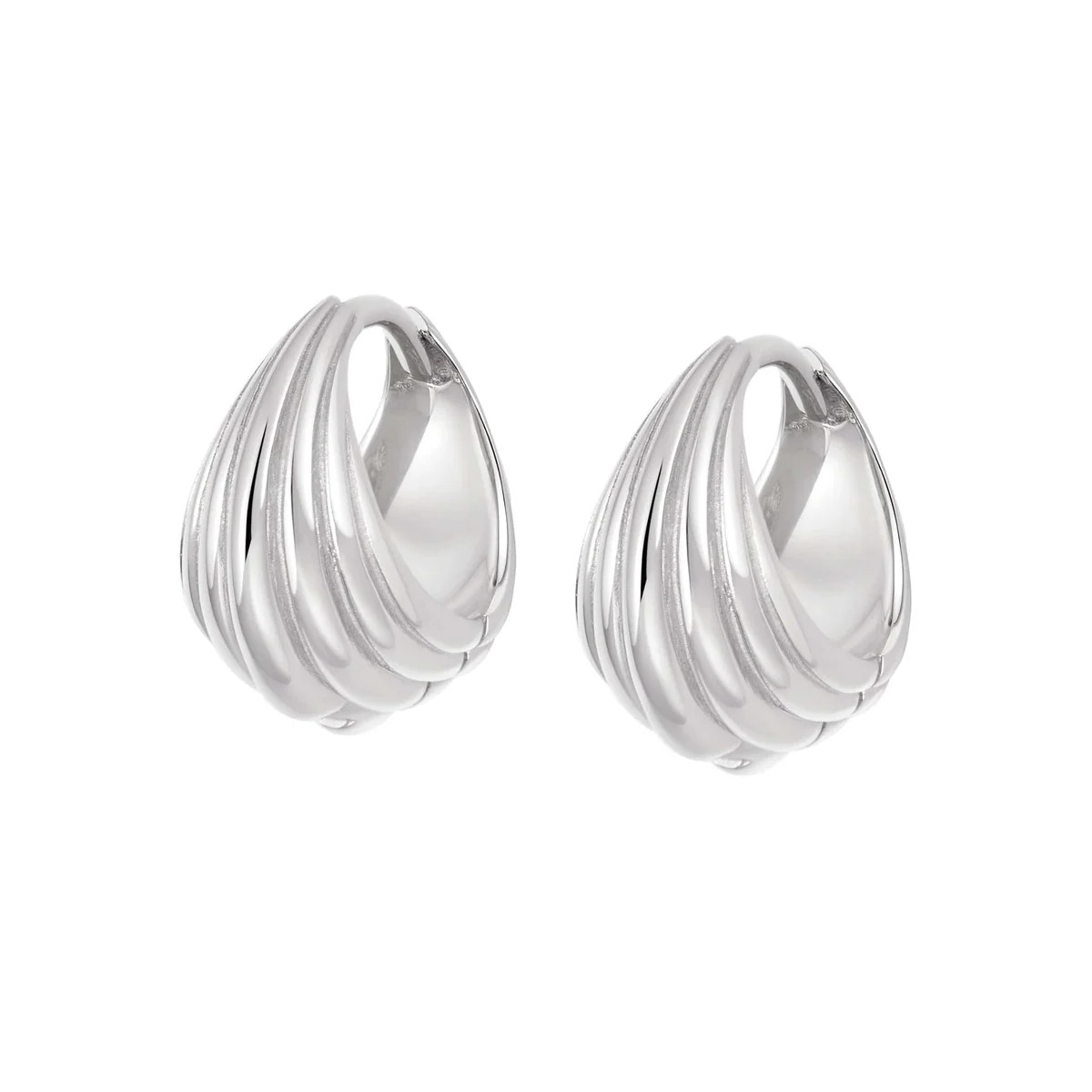 Ridged Huggie Earrings Sterling Silver | Daisy London Jewellery