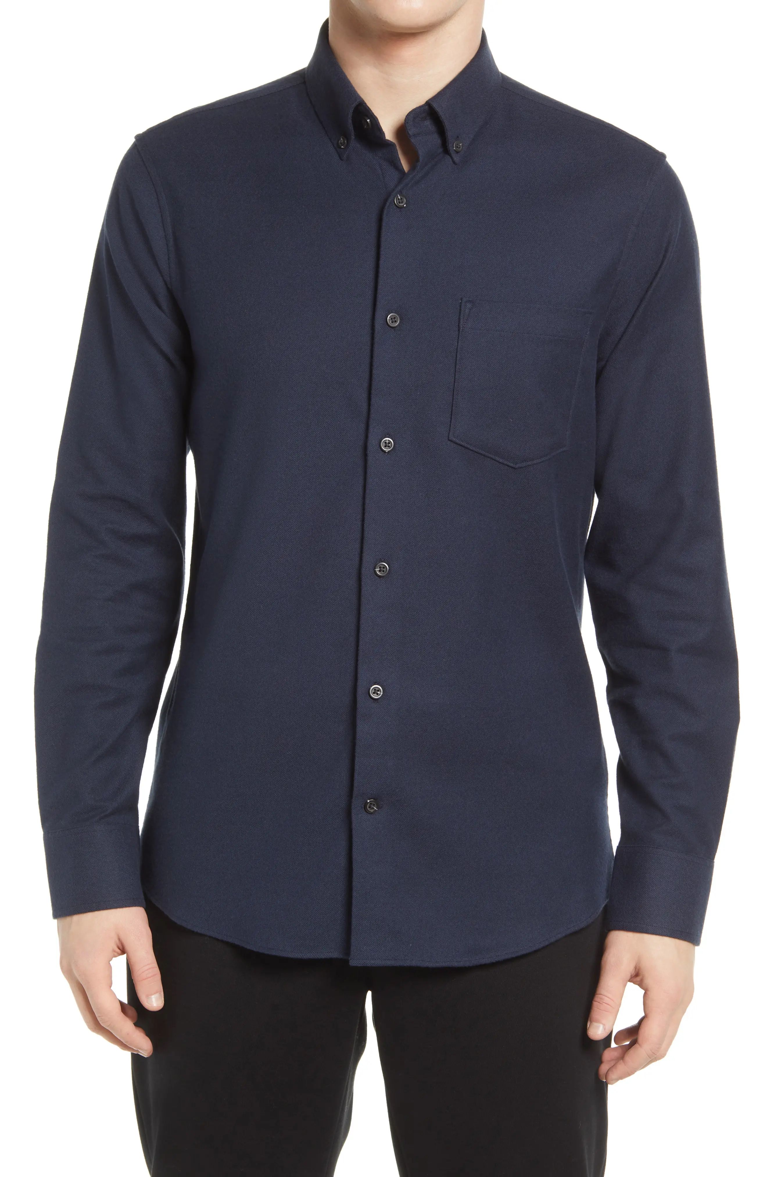 Nordstrom Tech-Smart Button-Down T-Shirt in Navy Blazer Ts Grindle at Nordstrom, Size Xx-Large | Nordstrom