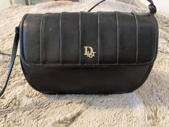 Christian Dior black leather vintage crossbody purse | Etsy (US)