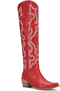 Riekhany Tall Cowboy Boots for Women Over the Knee Cowgirl Boots Embroidered Chunky Heel Long Wes... | Amazon (US)