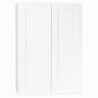Shaker Satin White Stock Assembled Wall Kitchen Cabinet (30 in. x 42 in. x 12 in.) | The Home Depot