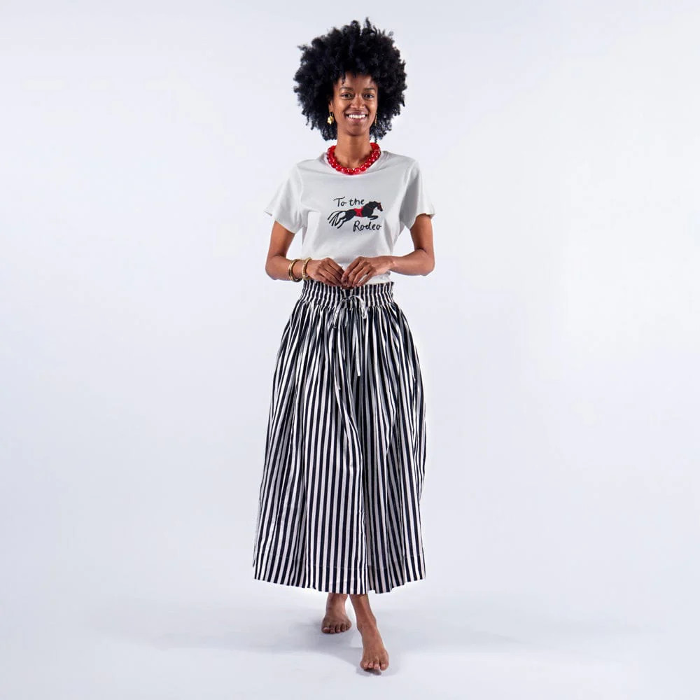 Keaton Stripe Skirt Black + White | INK+ALLOY