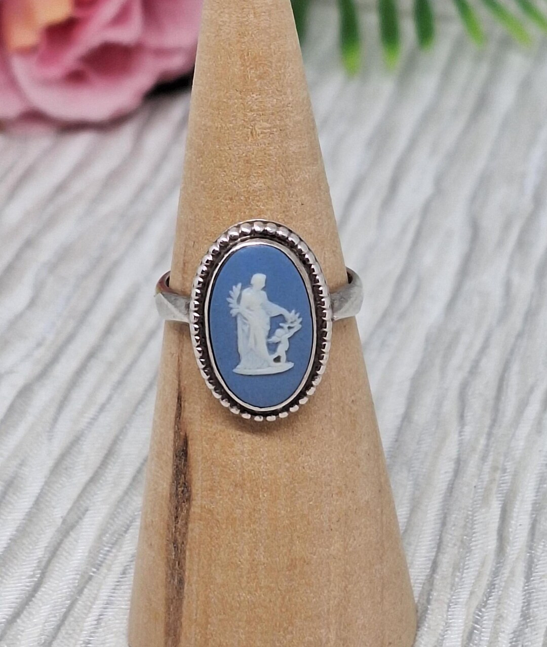 Vintage Wedgwood Jasperware Ring 925 Silver in Blue and White ~ UK Size O (USA 7.25 ~ EU 55) ~ Ve... | Etsy (US)