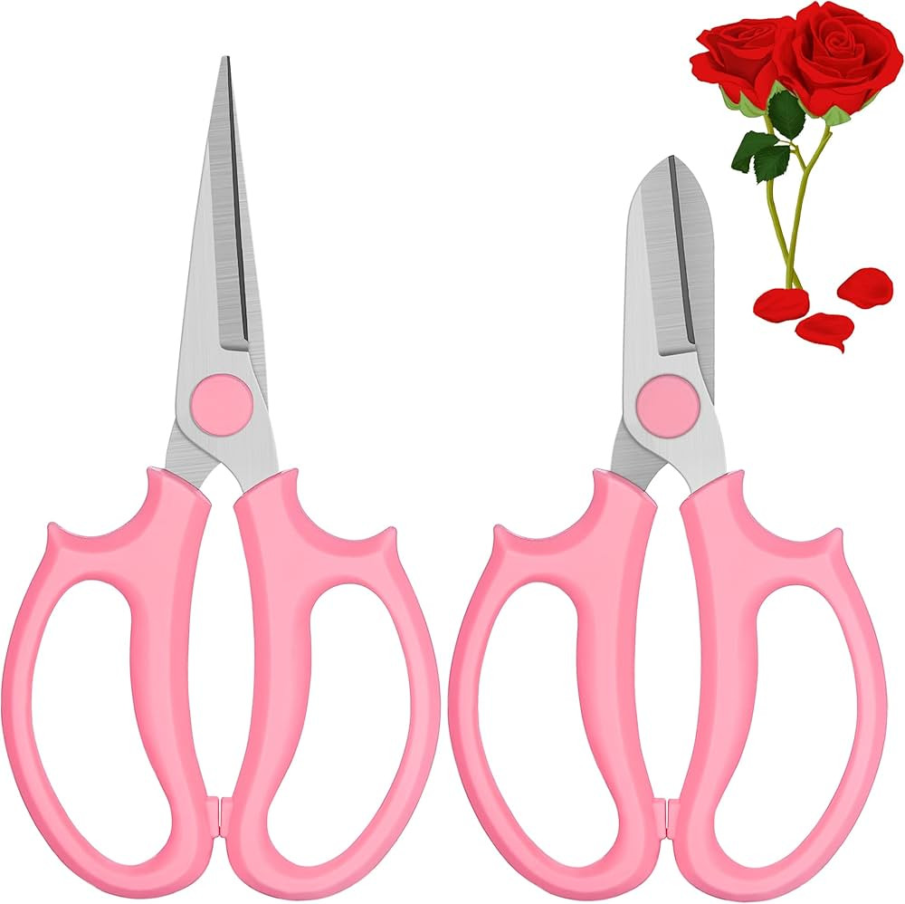Garden Scissors, 2Pcs Pink Floral Shears, Flower Scissors with 2 Different Blades, Garden Pruning... | Amazon (US)