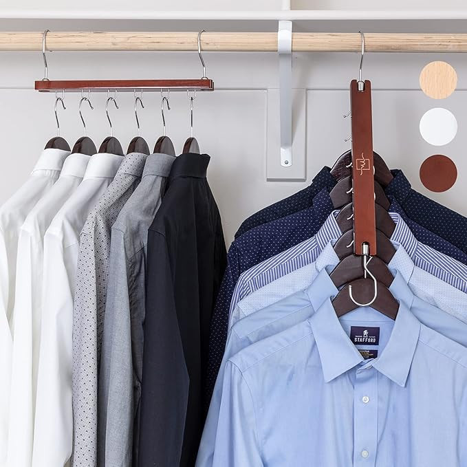 MORALVE Space Saving Hangers for Closet Organizer - 4 Pack Wood Shirt Organizer for Closet Space ... | Amazon (US)