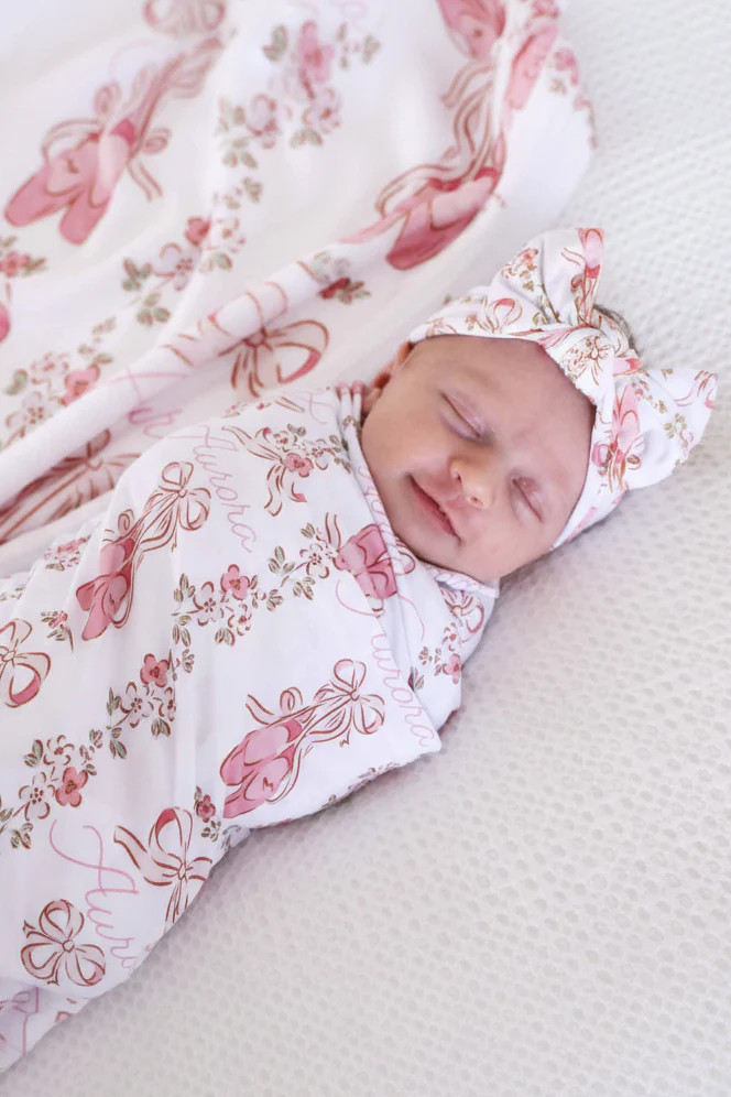 Ballet Blossoms Personalized Swaddle Blanket | Caden Lane