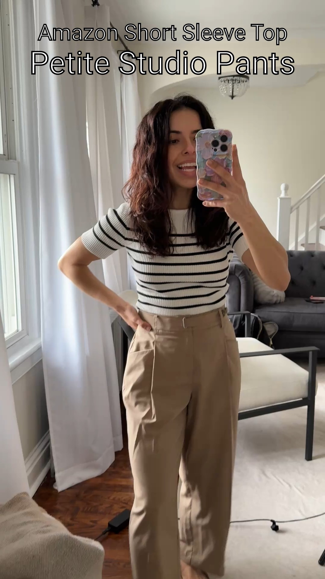 Petite work outfit idea. Petite studio pants and Amazon short sleeve top for spring. 

#LTKPetite #LTKSeasonal #LTKFindsUnder100