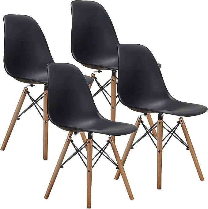 VECELO Mid Century Side Chairs with Natural Wood Legs (Set of 4),Easy Assemble for Kitchen Dining... | Amazon (US)