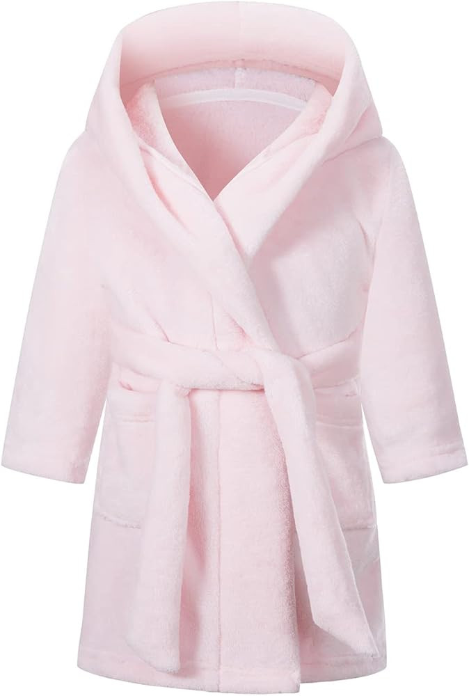 Girls Fleece Hooded Robes, Kids Soft Premium Fuzzy Bathrobe for Gifts, 2-12 Years | Amazon (US)