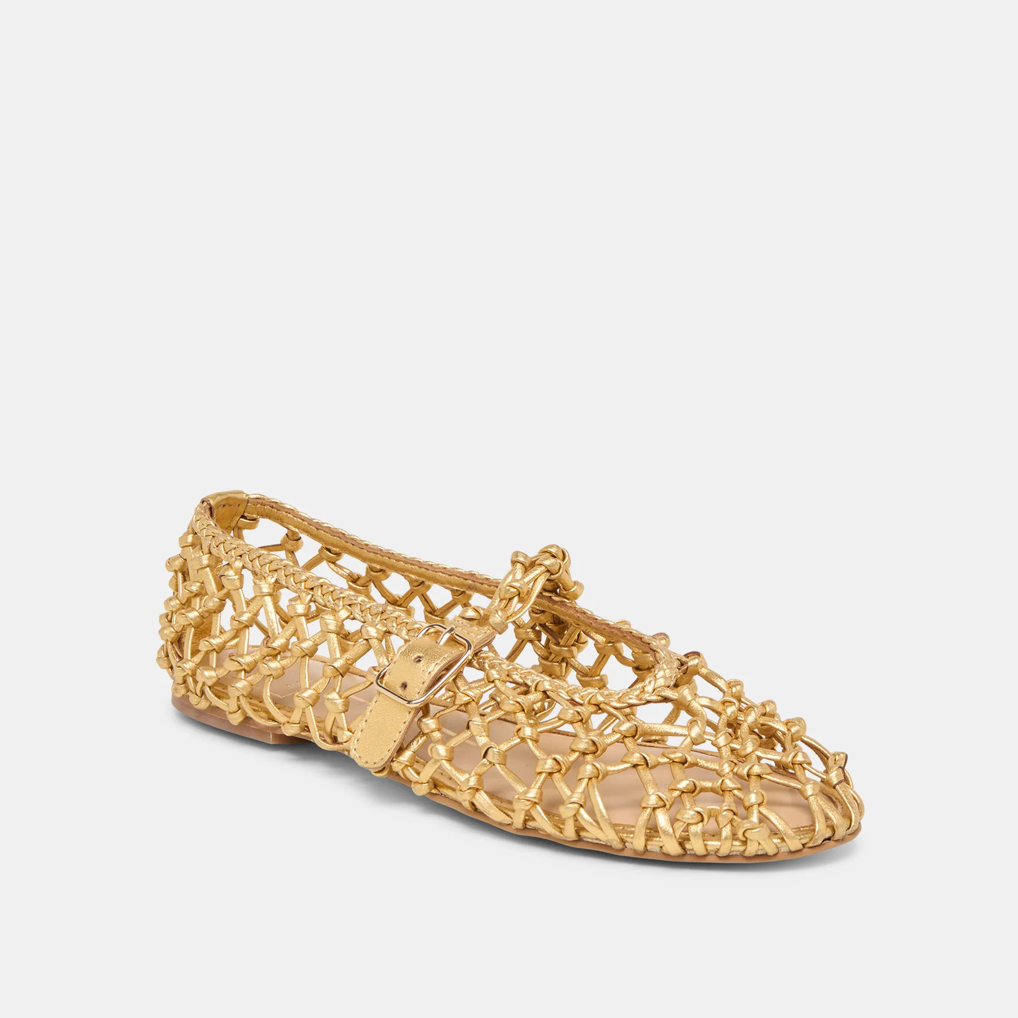 Clair Ballet Flats Gold Woven Leather | DolceVita.com