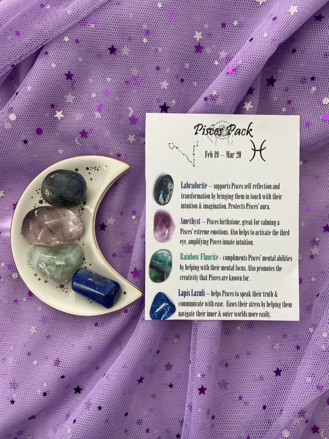 Crystal Pisces Pack - Gifts for Zodiacs - Astrology Gift- Astrology Gemstone Kit | Etsy (US)