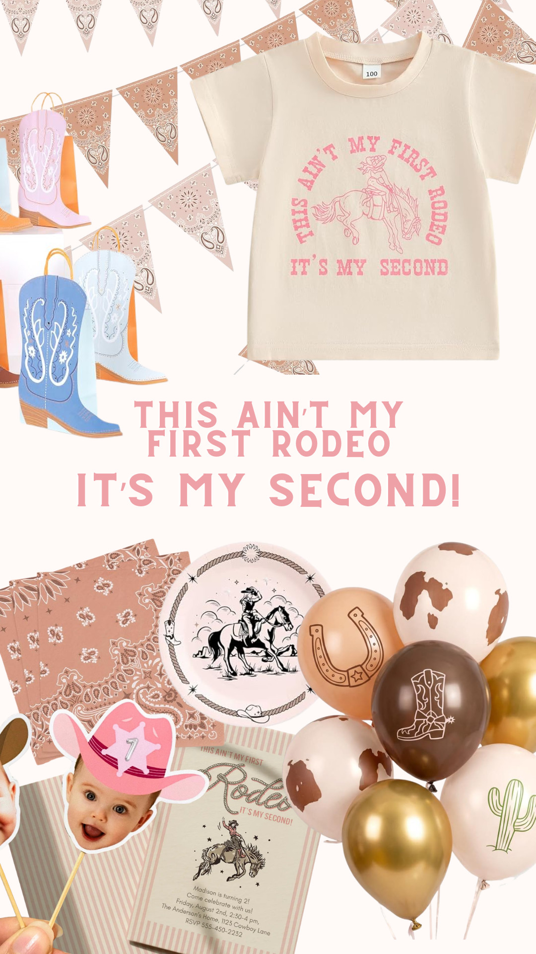 Not My First Rodeo, It's My Second! | Cowgirl 2nd Birthday Party Ideas

🤠💕 I've gathered the cutest western-inspired party ideas in one place—from cowgirl decorations, western balloons, bandana party decor, birthday outfits, invitations, cake toppers, and photo booth props to all the little details that make this theme unforgettable. 

 #LTKmomlife #LTKBaby #LTKKids