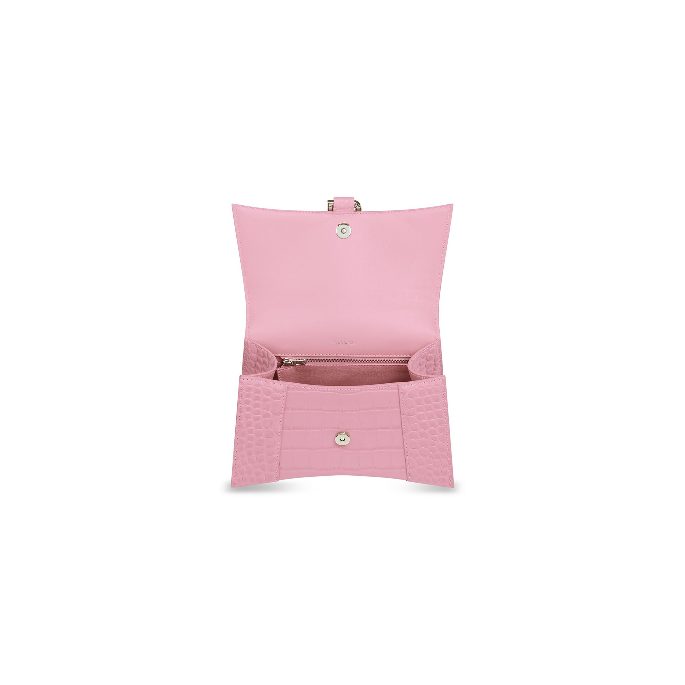 Women's Hourglass Small Handbag Crocodile Embossed in Pink | Balenciaga
