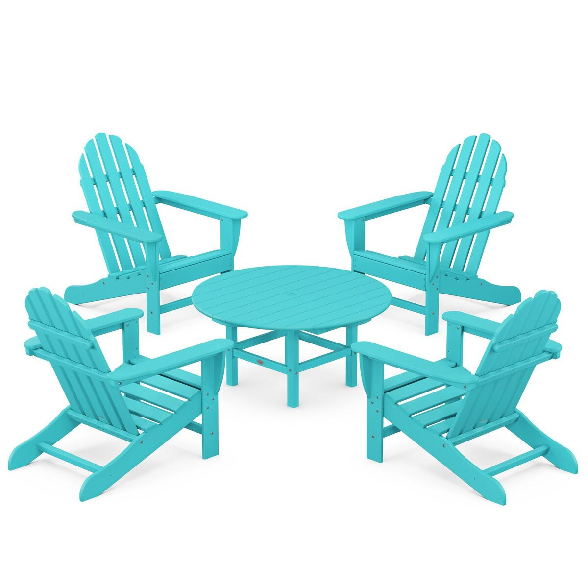POLYWOOD Classic Adirondack 5 Pc Recycled Plastic Seating Set in Aruba by - PWS704-1-AR | BBQ Guys