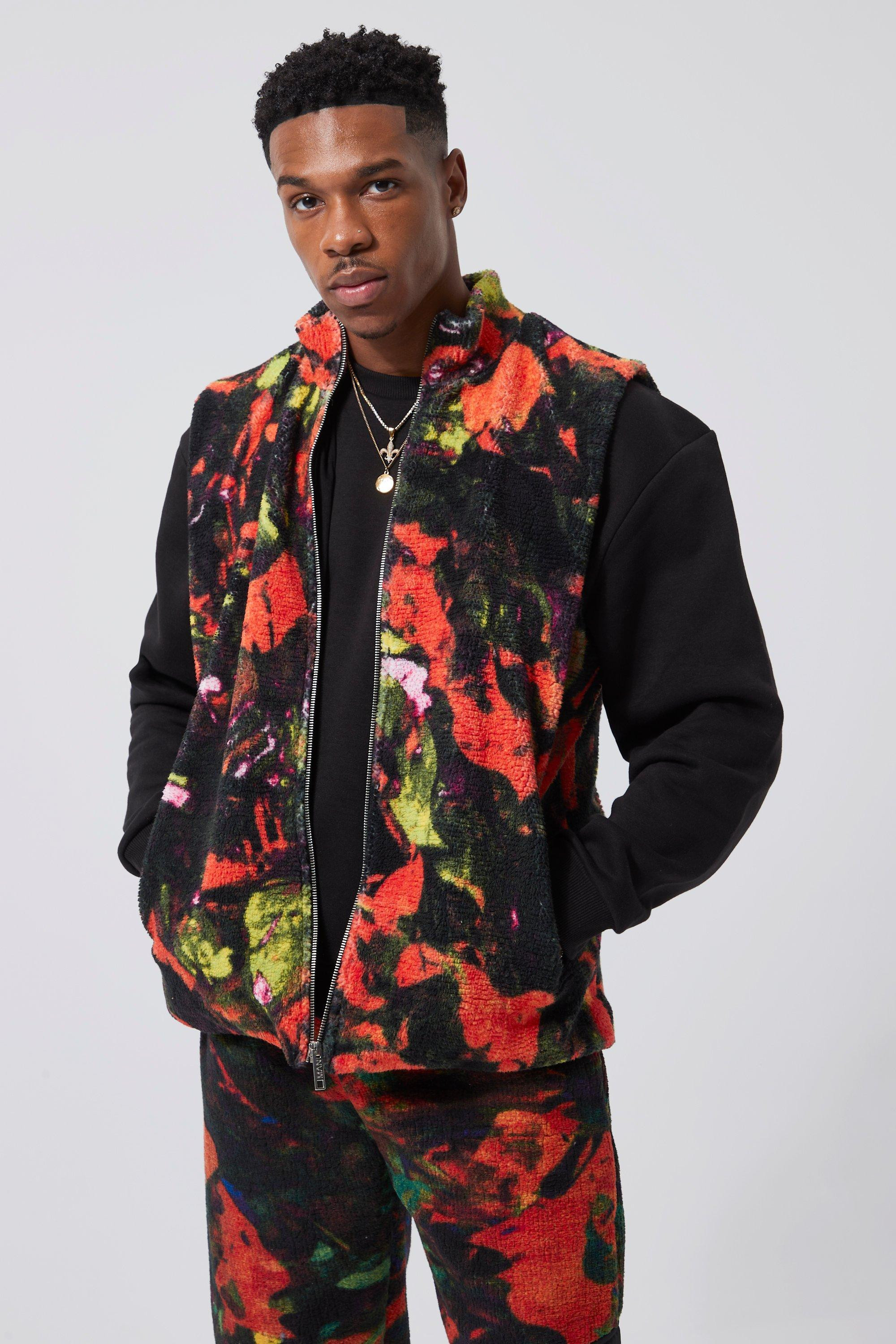 Gilet imprimé sans manches en polaire | boohooMAN (FR)