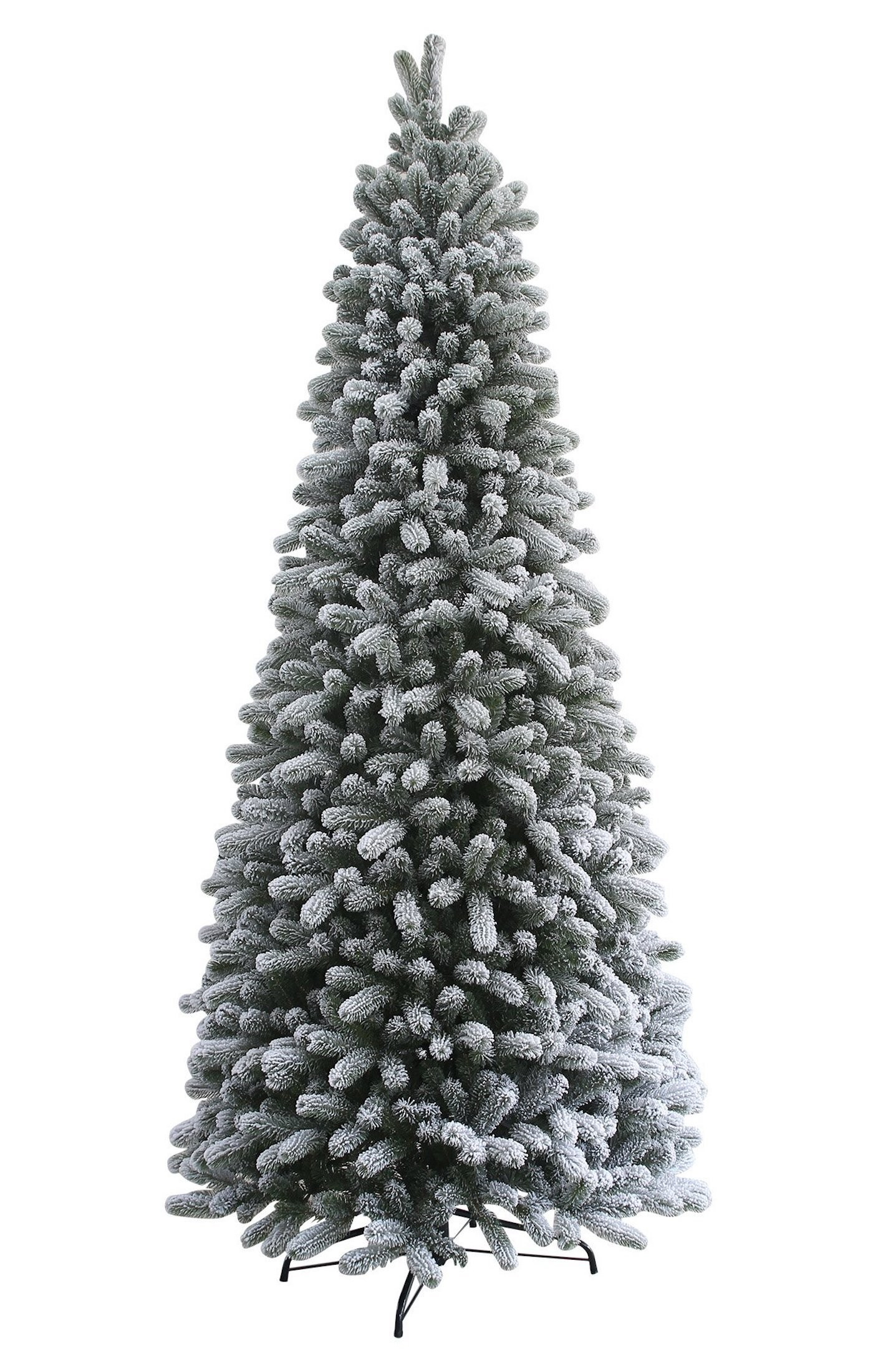 6.5' King Flock® Slim Artificial Christmas Tree with 400 Warm White LED Lights | King of Christmas