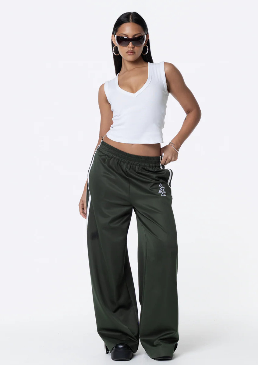 Sadie Wide Leg Track Pant - Khaki | JGR & STN
