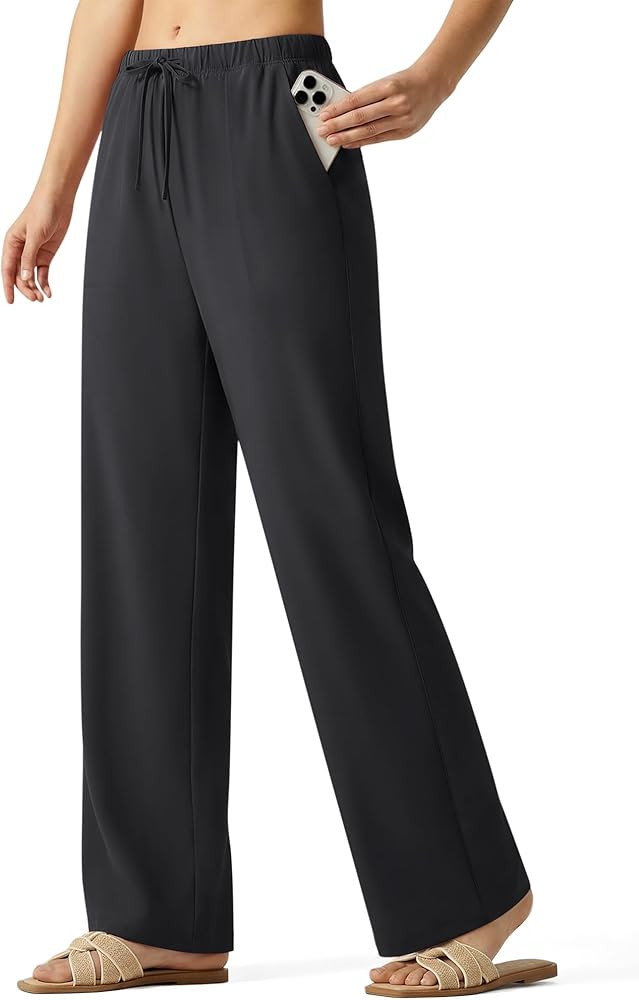 Amazon.com: G4Free Flowy Pants Women High Waisted Summer Pants Casual Wide Leg Travel Pants Beach... | Amazon (US)