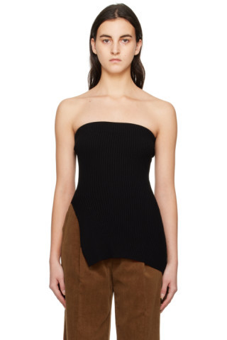 Black Ribbed Tube Top | SSENSE