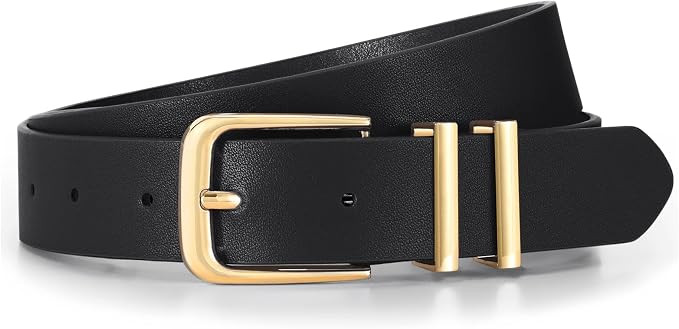 JASGOOD Women Leather Belt for Jeans Pants Fashion Ladies Leather Waist Belt Gold/Sliver Buckle B... | Amazon (UK)