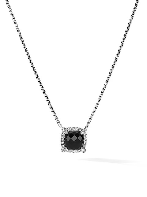 Petite Chatelaine Pavé Bezel Pendant Necklace With Gemstone & Diamonds | Saks Fifth Avenue