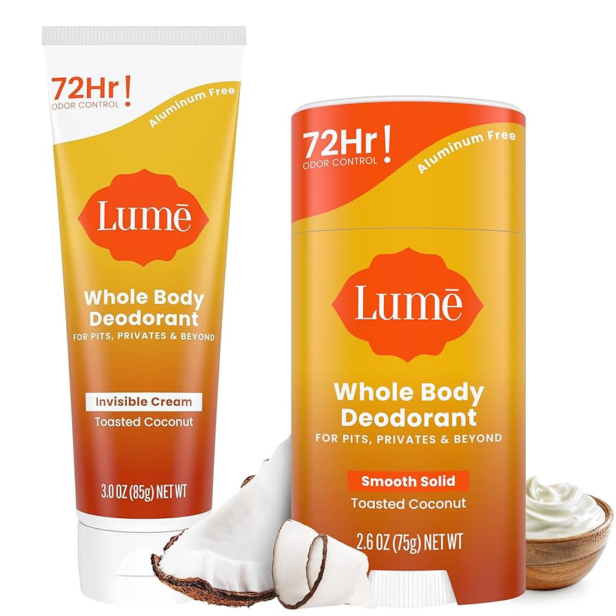 Lume Whole Body Deodorant - Invisible Cream Tube and Solid Stick - 72 Hour Odor Control - Aluminu... | Amazon (US)