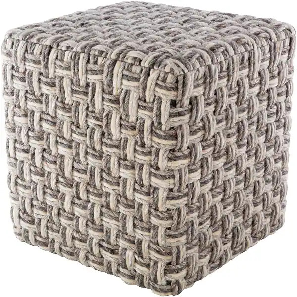 Luisa Modern Wool Basket weave 18-inch Square Pouf - On Sale - Overstock - 29757842 | Bed Bath & Beyond