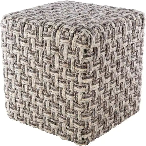 Luisa Modern Wool Basket weave 18-inch Square Pouf | Bed Bath & Beyond