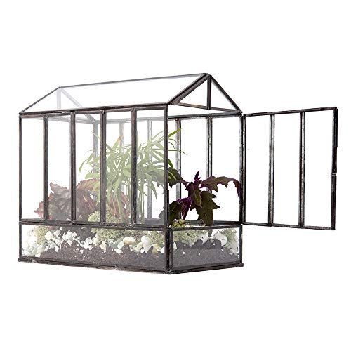 Urban Born Handmade Greenhouse Large Glass Terrarium — 10.25" x 9.75" x 6.5" (Black) | Amazon (US)