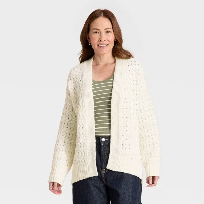 Women's Open Stitch Cozy Cardigan Sweater - Universal Thread™ Cream XS/S | Target