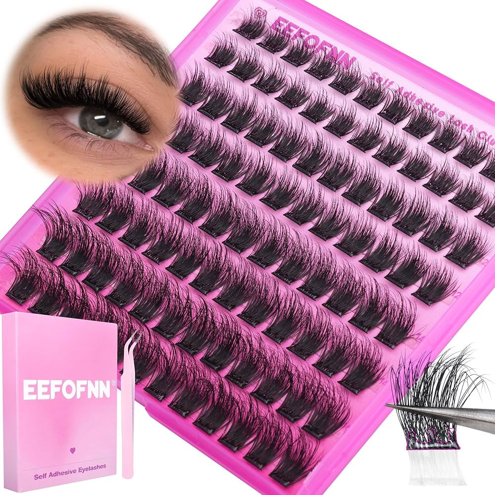 Self Adhesive Eyelashes Fluffy Self Adhesive Lash Clusters Pre Glue Eyelash Clusters Wispy Cluste... | Amazon (US)