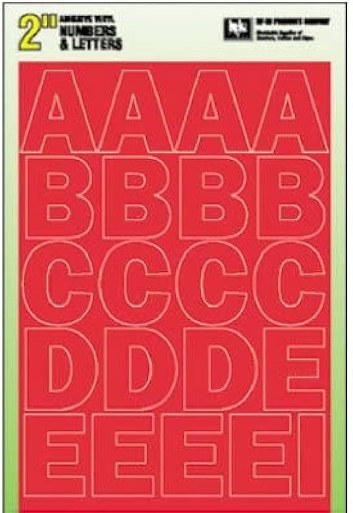 HY-KO Products 30004 Self Adhesive Vinyl Die Cut Numbers & Letters, 2 Inch, Red | Amazon (US)