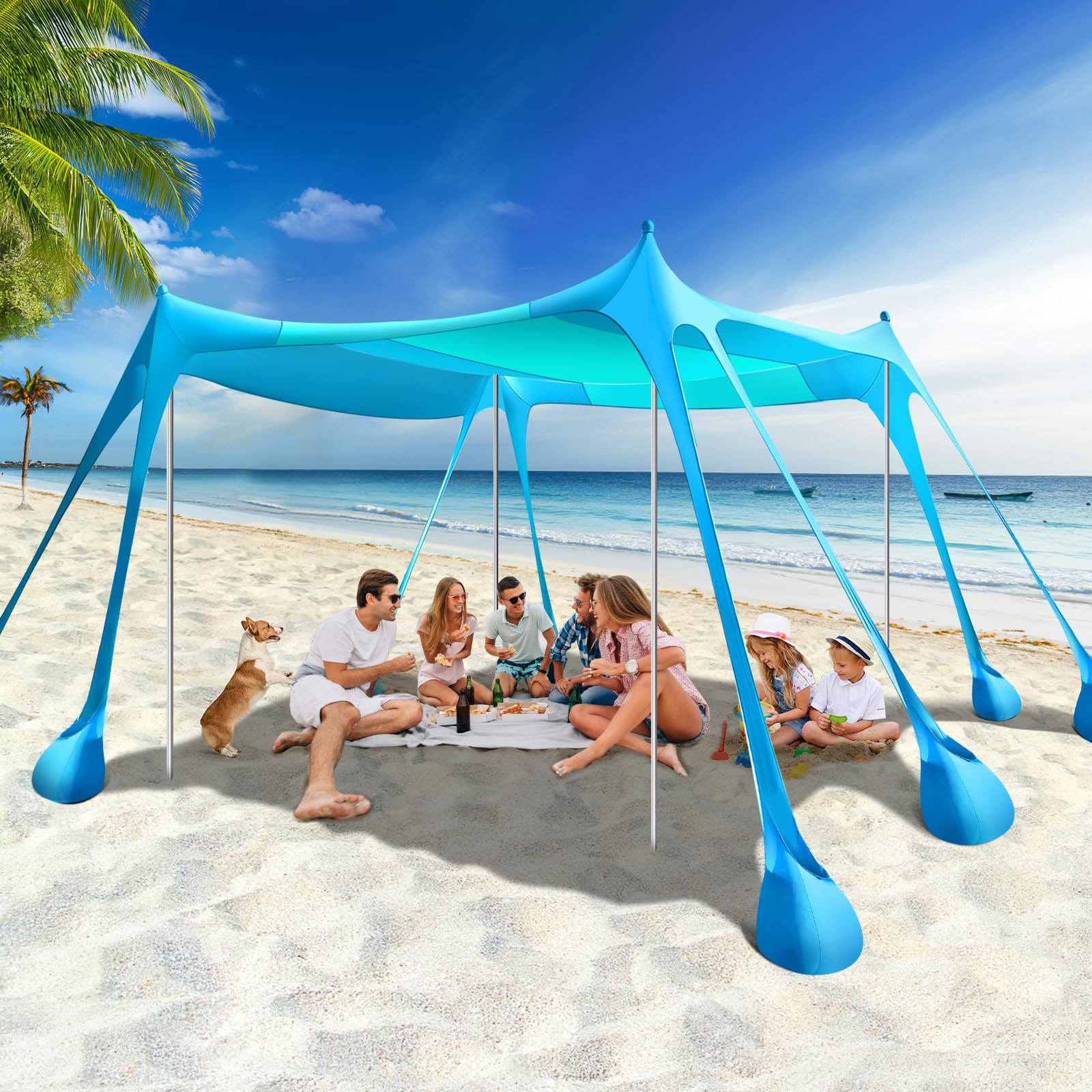Amazon.com: Rhino Valley Beach Tent, 10 x 10 FT Beach Shade UPF50+ Protection, BeachCanopy with 8... | Amazon (US)