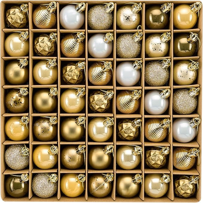 Decorbyhannah Christmas Ornaments,49ct 1.18inches Mini Gold Christmas Tree Ornaments Decorations,... | Amazon (US)