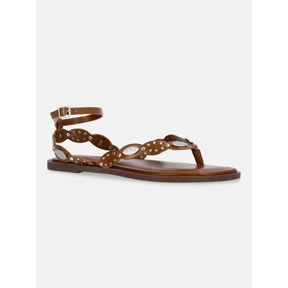 No Boundaries Studded Faux Leather Sandals, Women's | Walmart (US)