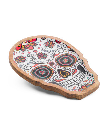 Day Of The Dead Enamel And Wood Platter | TJ Maxx