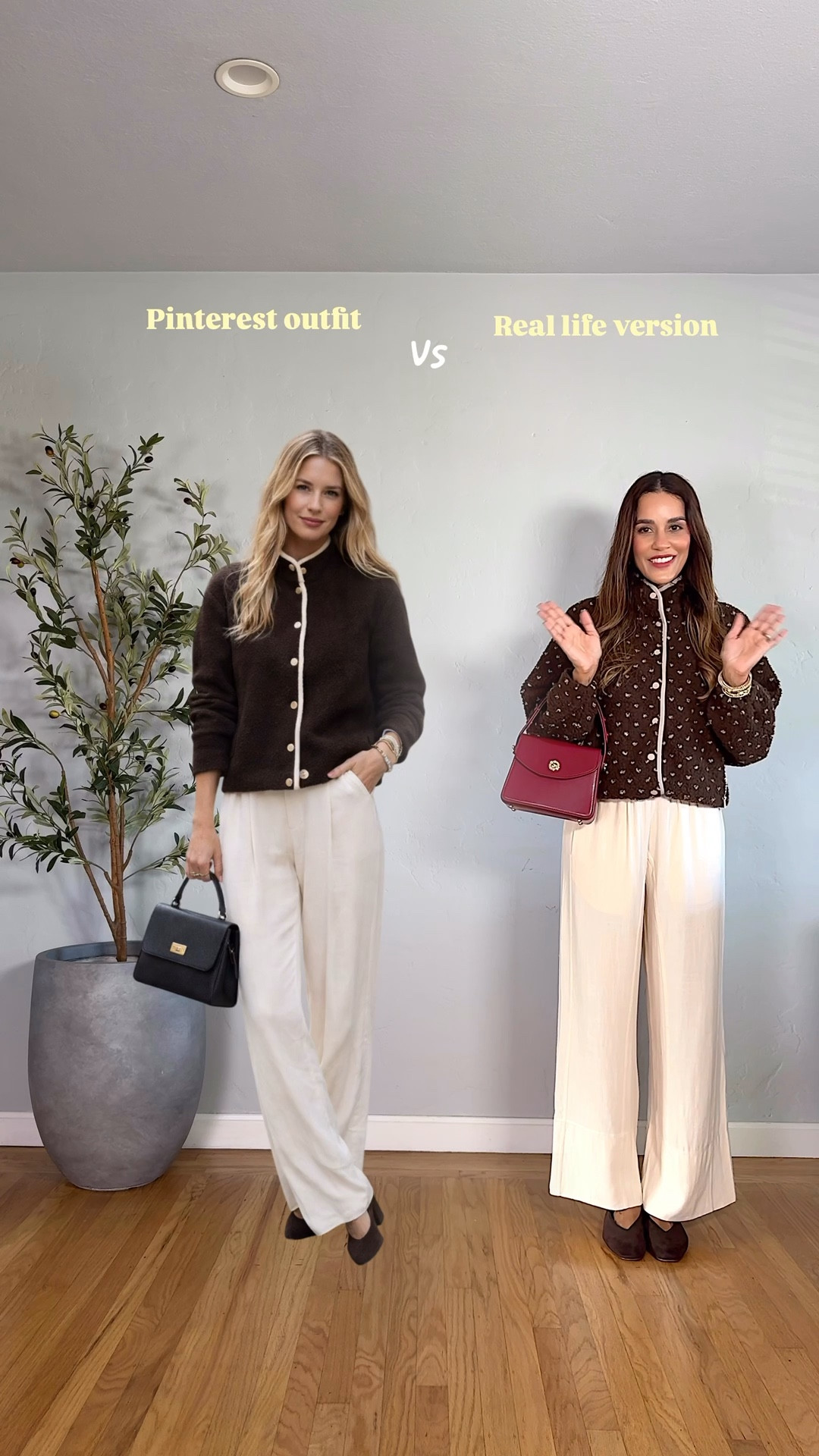 Recreating a Pinterest outfit in real life 🤎 I love how this look feels polished but still easy to wear. Neutral wide-leg pants + a cozy cardigan is one of those combinations that always looks chic without trying too hard. Perfect for everyday outfits when you want to look put-together but stay comfortable.

pinterest outfit inspiration / pinterest vs real life outfit / neutral outfit ideas / wide leg pants outfit / cardigan outfit women / casual chic outfits / minimalist outfit ideas / effortless style women / everyday outfit inspiration / style over 40 fashion / elegant casual outfits / timeless outfit ideas

#LTKOver40 #LTKSpringSale #LTKootd