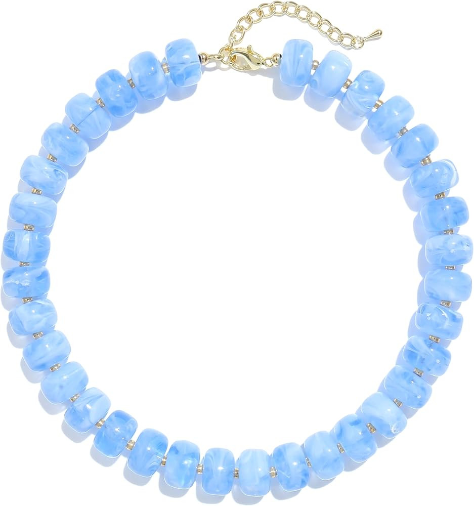 Badu Colorful Chunky Beaded Necklace for Women,Acrylic Bead Choker Statement Necklace Cute Trendy... | Amazon (US)