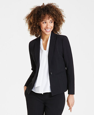 Women's Stretch Crepe One Button Blazer, Regular & Petite | Macy's