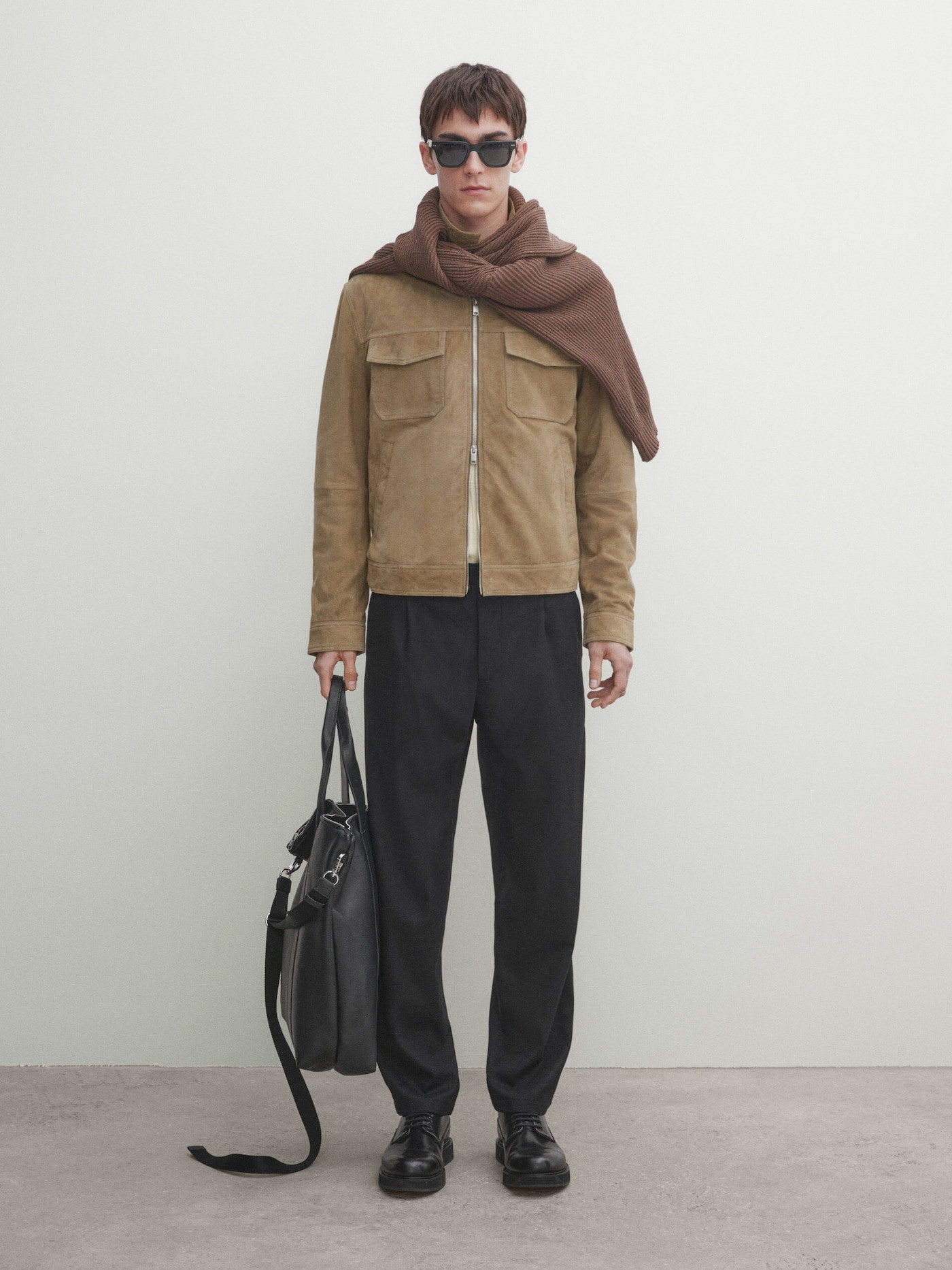 Suede leather trucker jacket | Massimo Dutti UK