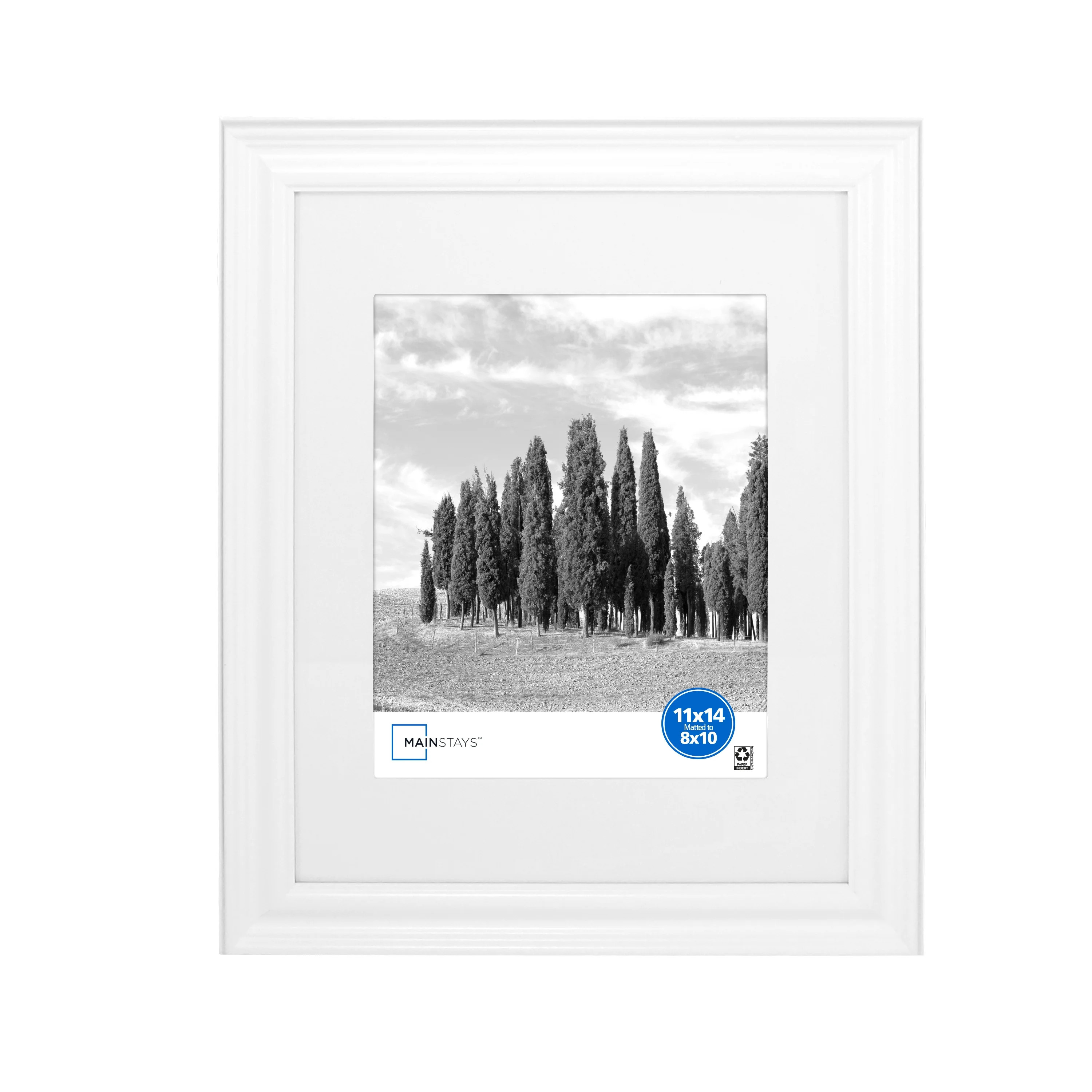 Mainstays Traditional 11x14 Matted to 8x10 White 1.46" Wall Picture Frame - Walmart.com | Walmart (US)