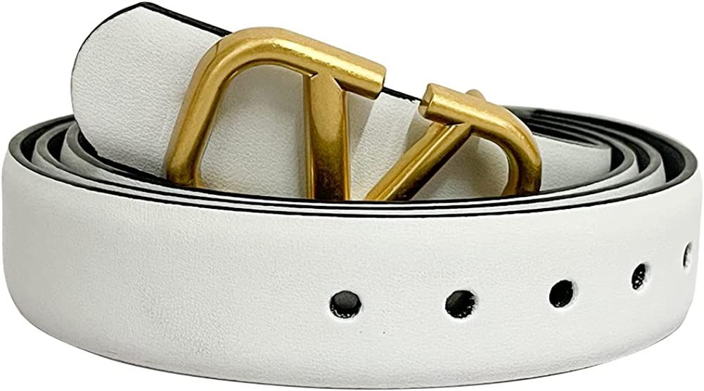 Womens V Letter Reversible Leather Belts 0.9'' Wideth Retro Fashion Skinny Thin Waist Belt for Je... | Amazon (US)