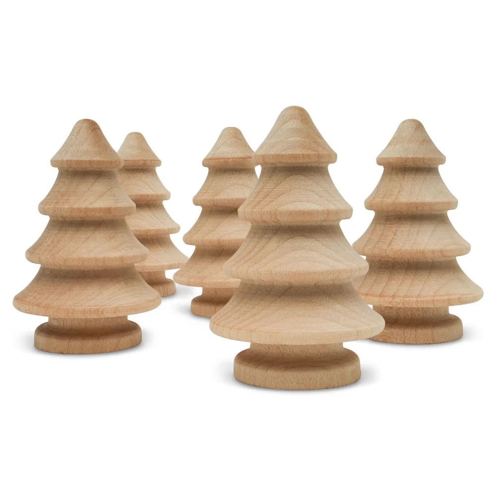 Mini Wooden Christmas Tree 2 inch, Pack of 10 Unfinished Wood Miniature Trees for Christmas Craft... | Walmart (US)