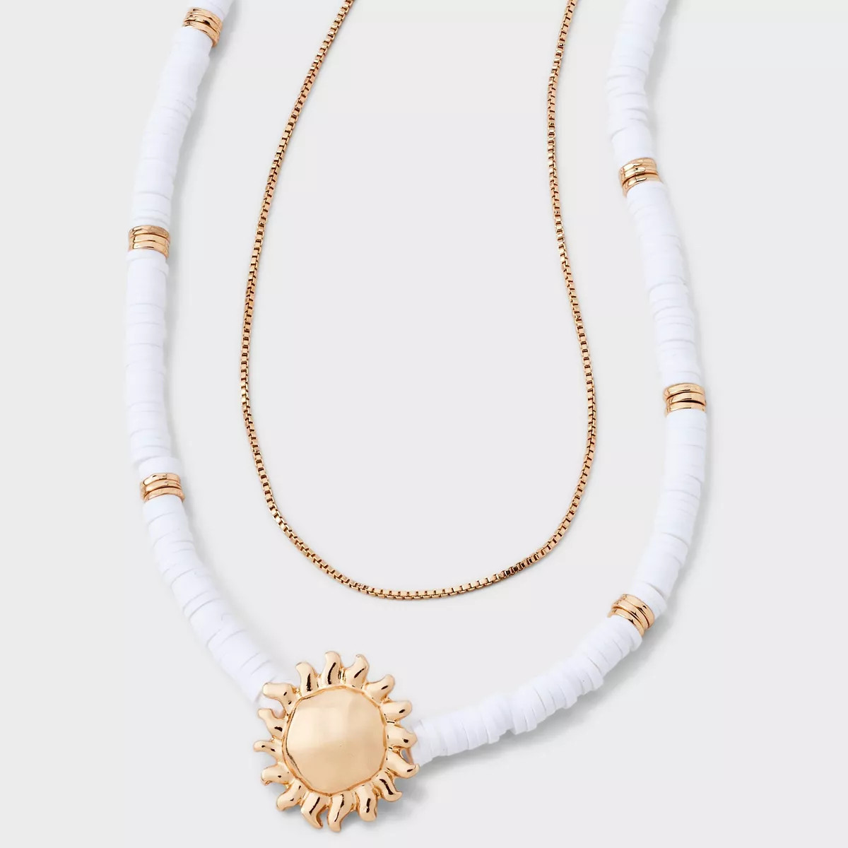 Sun Charm and Quartz Beaded Multi-Strand Necklace - Universal Thread™ White | Target