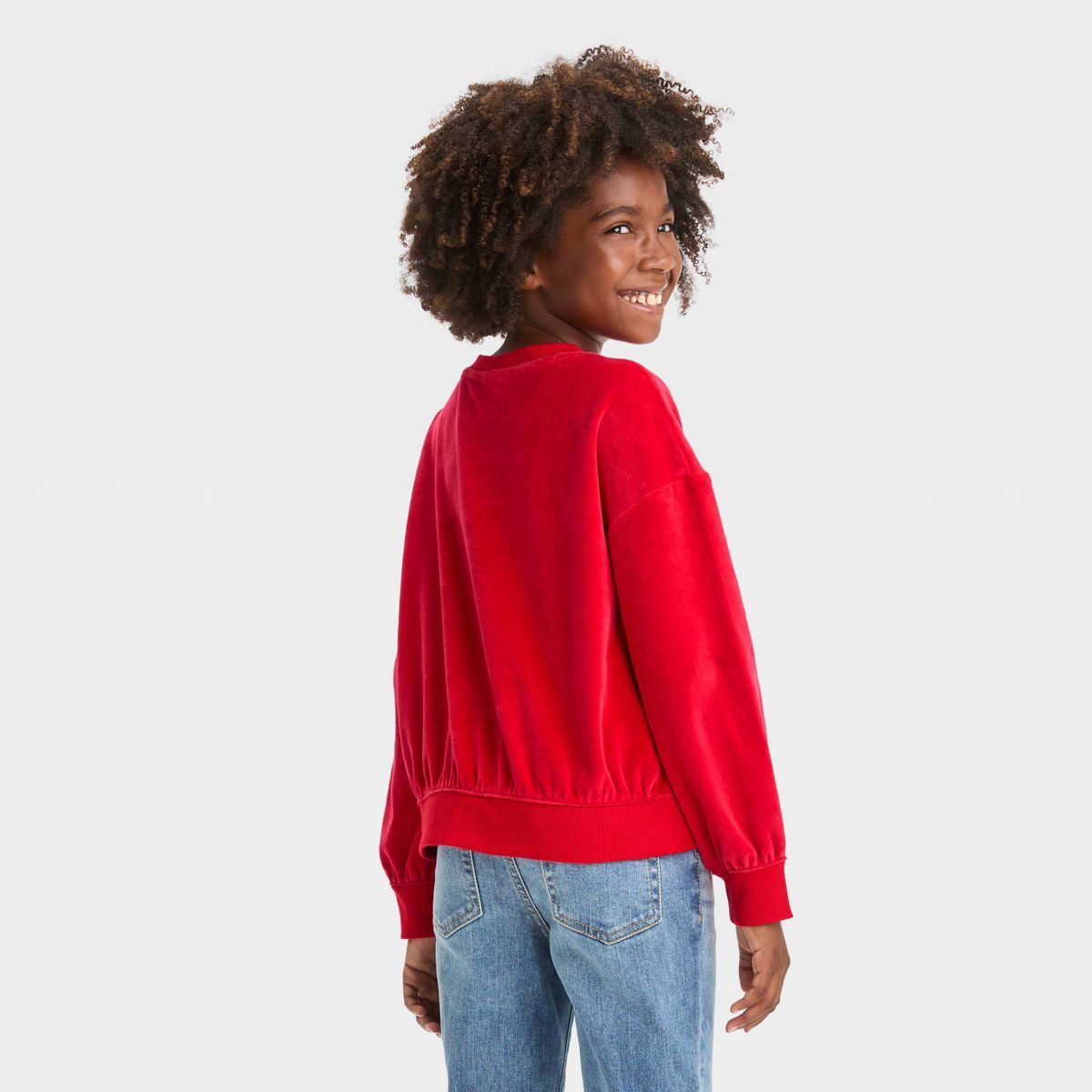 Girls' Velour Valentine's Day Mini Hearts Pullover Sweatshirt - Cat & Jack™ Red | Target
