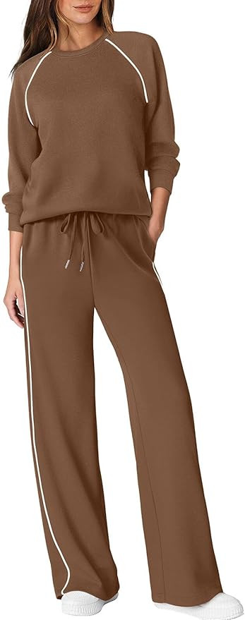 SAMPEEL Women 2 Piece Lounge Sets Sweatsuit Fall Outfits Matching Wide Leg pants Set Tracksuit Tr... | Amazon (US)