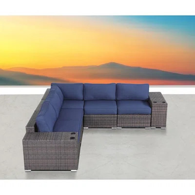 Moshay Patio 7-Piece HDPE Wicker Sectional Sofa with Sunbrella Cushions | Wayfair North America