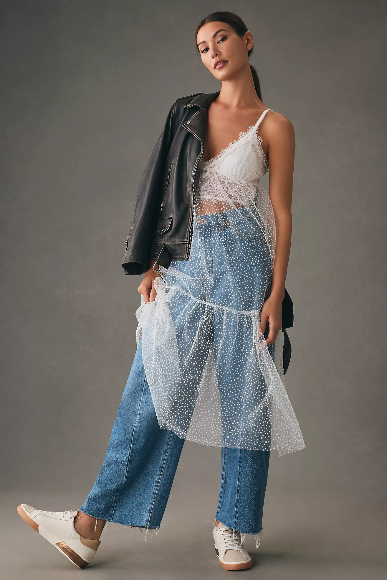 By Anthropologie Sheer Dot Tulle Slip Dress | Anthropologie (US)