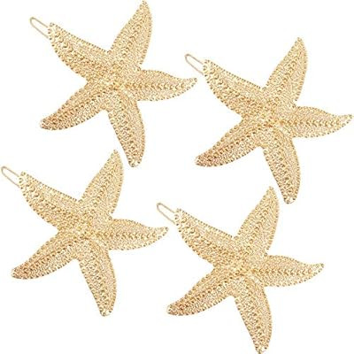 4 Pieces Starfish Hair Clip Metal Starfish Hairpin Sea Star Hair Clip Beach Hair Pins for Women H... | Amazon (US)